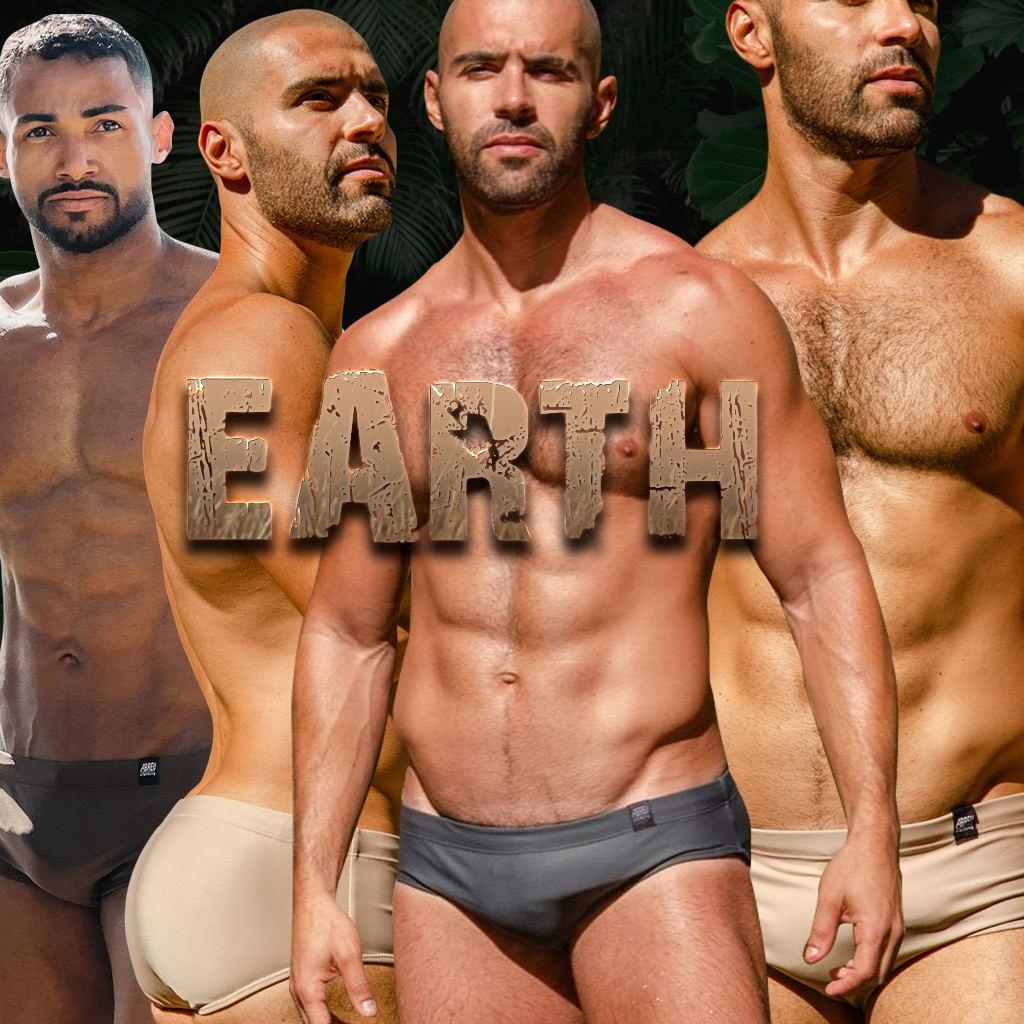 Earth Collection Image featuring 4 males in earth tone sungas
