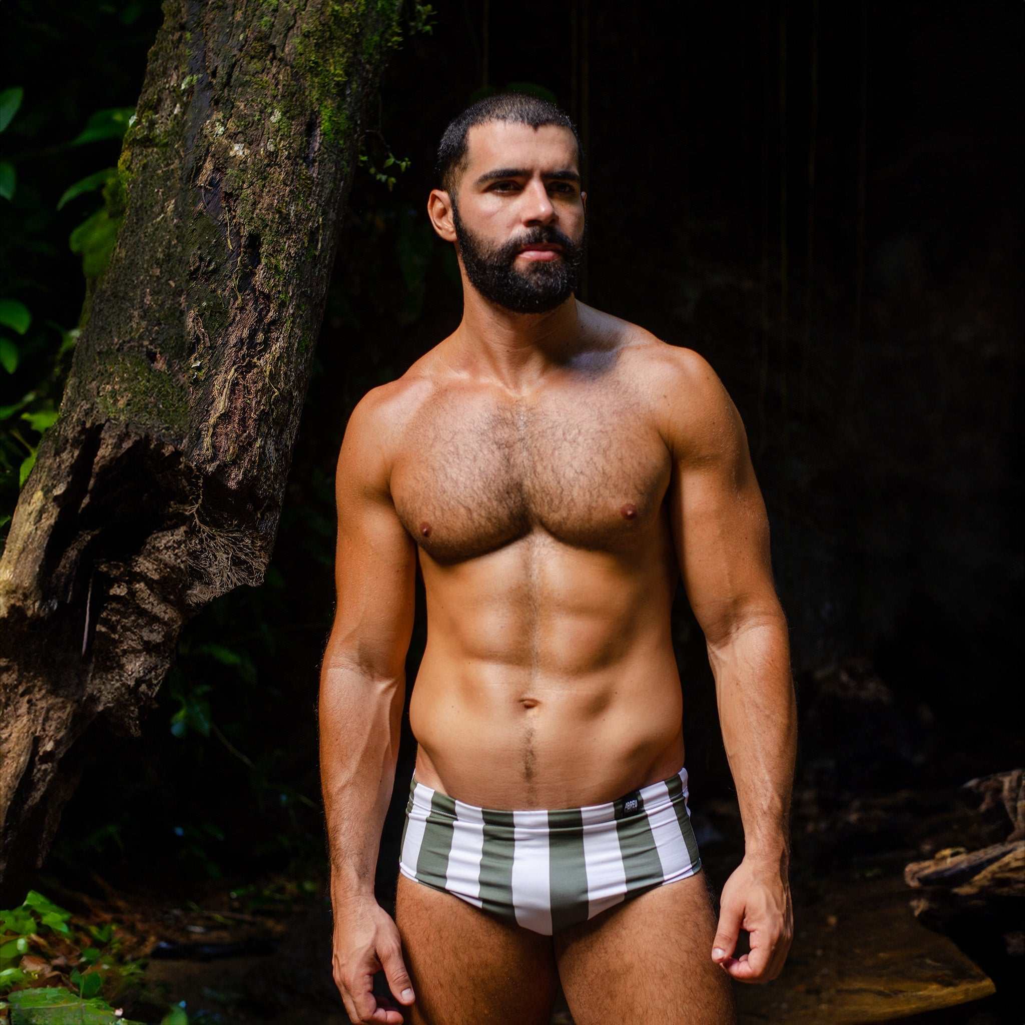 Swim Brief | Classic | Olive & Blanco Vertical - Authentic Brazilian Sunga