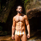 Swim Brief | Classic | Mustard & Blanco Vertical - Authentic Brazilian Sunga